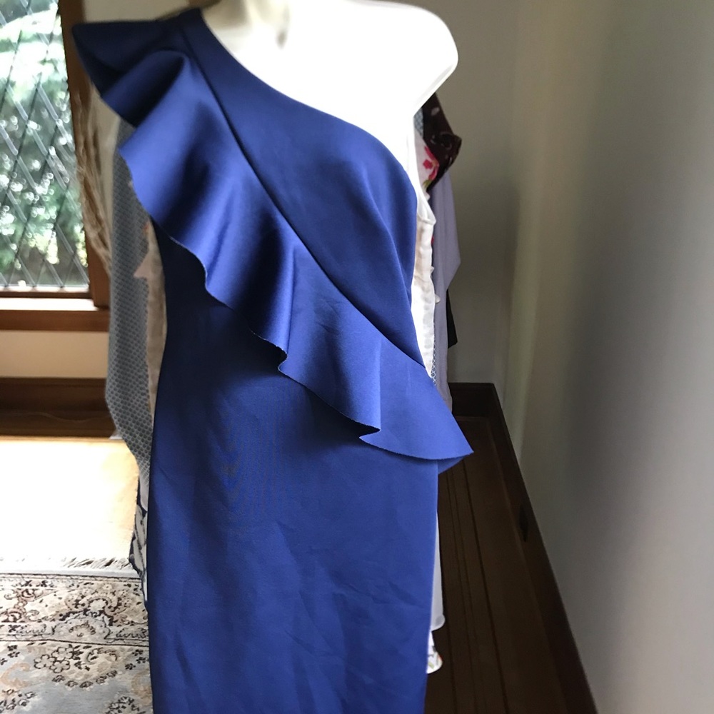 Eliza j off shoulder blue dress with ruffle